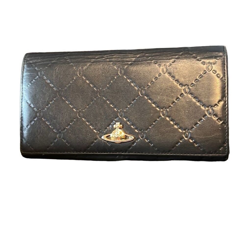 Vivienne Westwood Black Leather Long Wallet